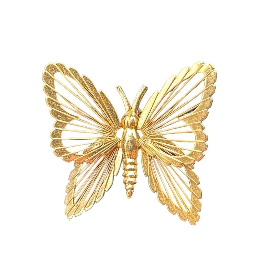 Vintage Monet Gold Tone Butterfly Pin Brooch